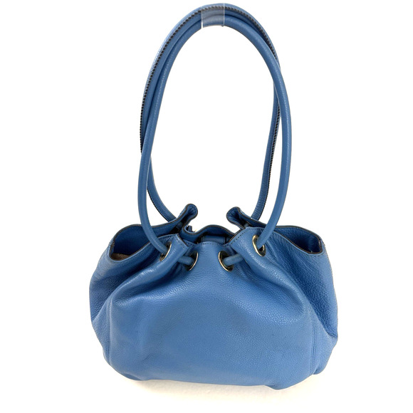 Michael Kors East-West Ring Tote Shoulder Bag Blue Pebbled Leather Tassel MK Tag - Picture 3 of 16